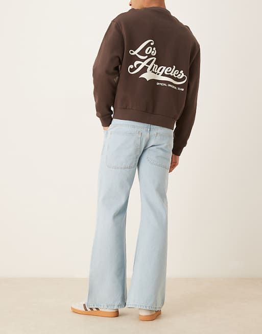 ASOS DESIGN Wide Flare Jeans In Bleached Blue