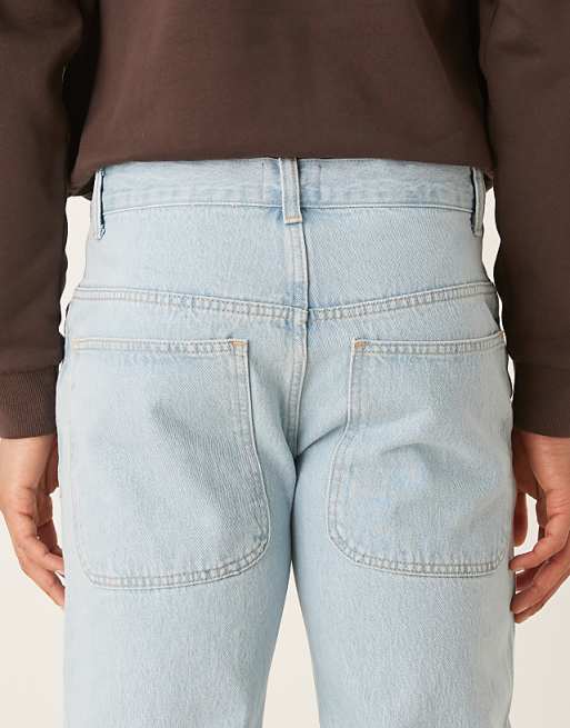 ASOS DESIGN Wide Flare Jeans In Bleached Blue