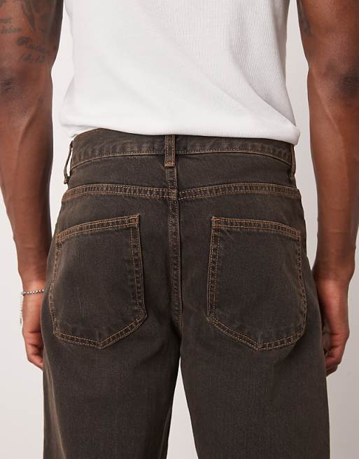 ASOS DESIGN Wide Flare Jeans In Brown Wash