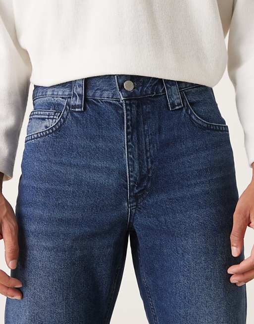 ASOS DESIGN Wide Flare Jeans In Dark Wash Blue