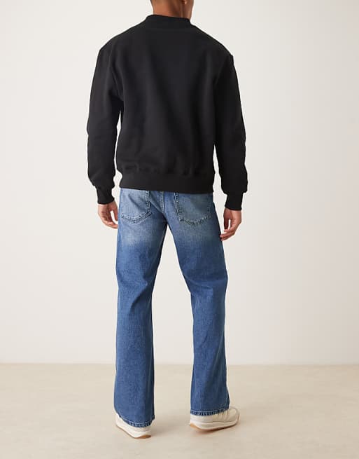 ASOS DESIGN Wide Flare Jeans In Mid Wash Blue