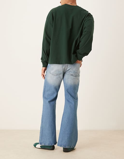 ASOS DESIGN Wide Flare Jeans In Vintage Wash