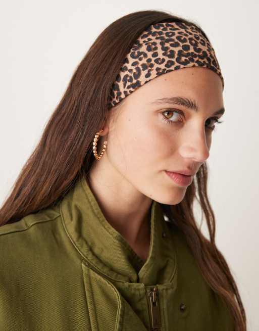 ASOS DESIGN Wide Jersey Headband In Leopard Print