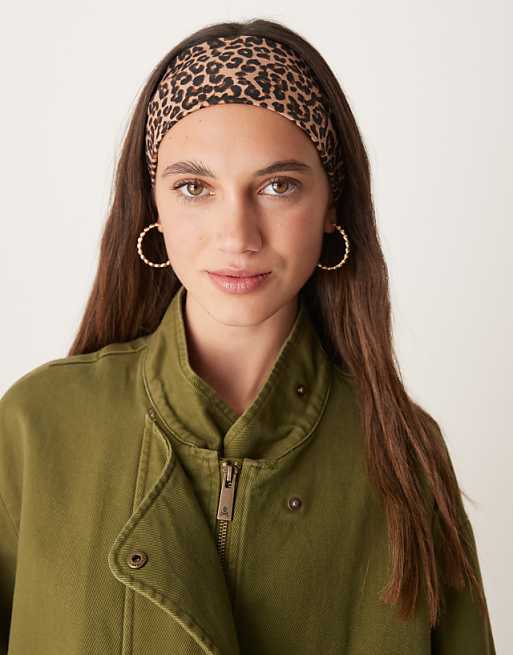 ASOS DESIGN wide jersey headband in leopard print
