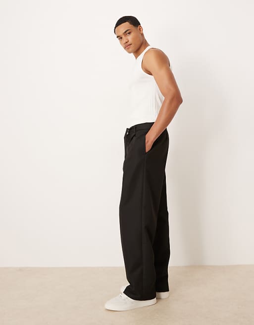 ASOS DESIGN Wide Leg Belted Trouser In Black