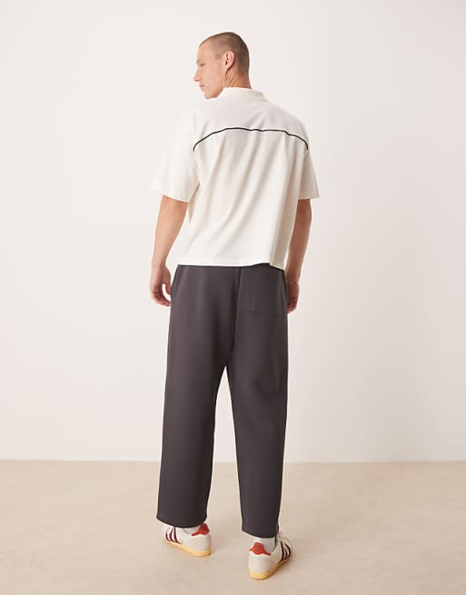 ASOS DESIGN Wide Leg Cropped Joggers In Charcoal