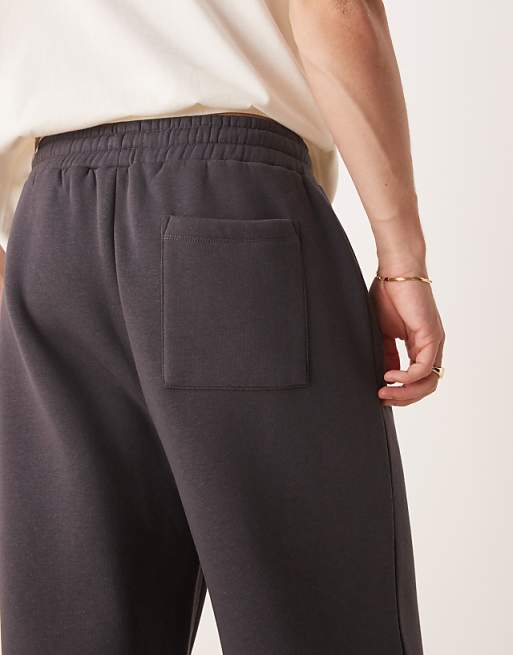 ASOS DESIGN Wide Leg Cropped Joggers In Charcoal