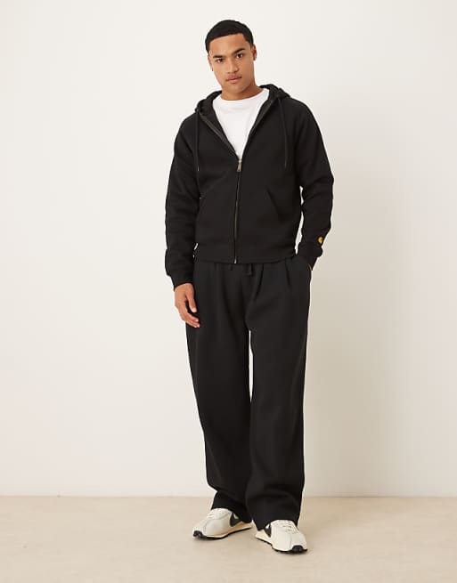 ASOS DESIGN Wide Leg Jogger With Pleats In Black