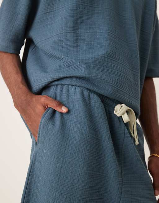 ASOS DESIGN Wide Leg Linen Look Jogger In Blue