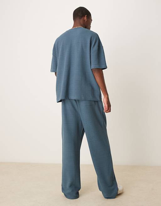 ASOS DESIGN Wide Leg Linen Look Jogger In Blue