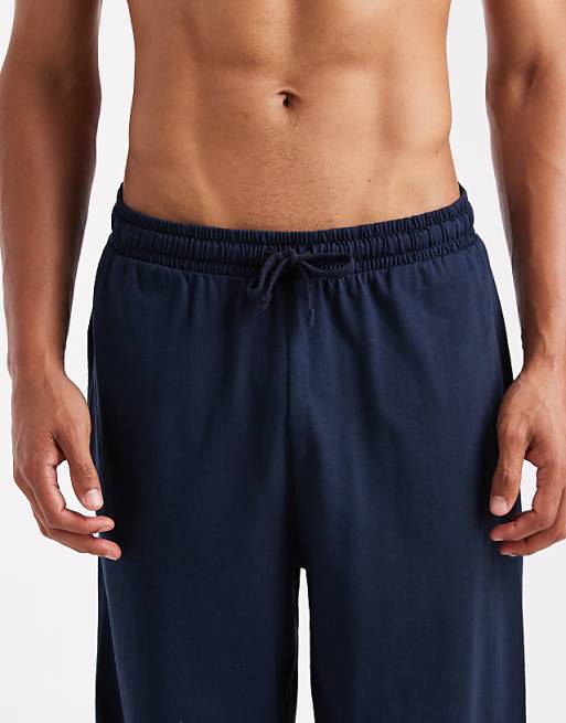 ASOS DESIGN Wide Leg Lounge Bottoms In Navy