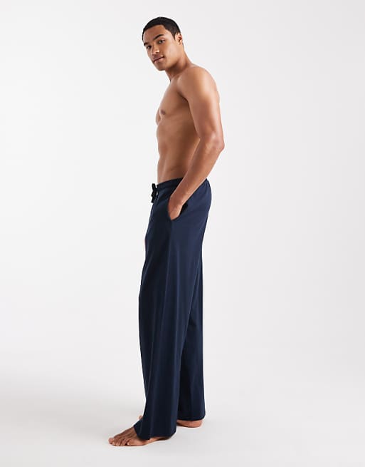 ASOS DESIGN Wide Leg Lounge Bottoms In Navy
