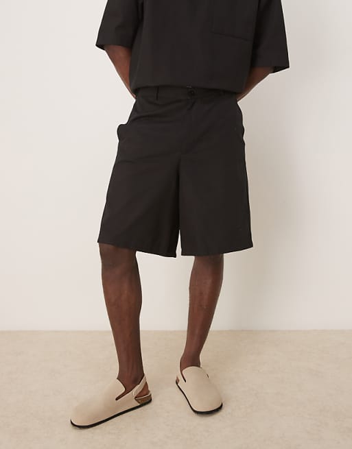 ASOS DESIGN Wide Leg Short Co-ord In Black