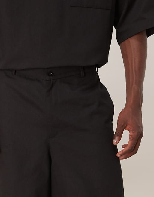 ASOS DESIGN Wide Leg Short Co-ord In Black