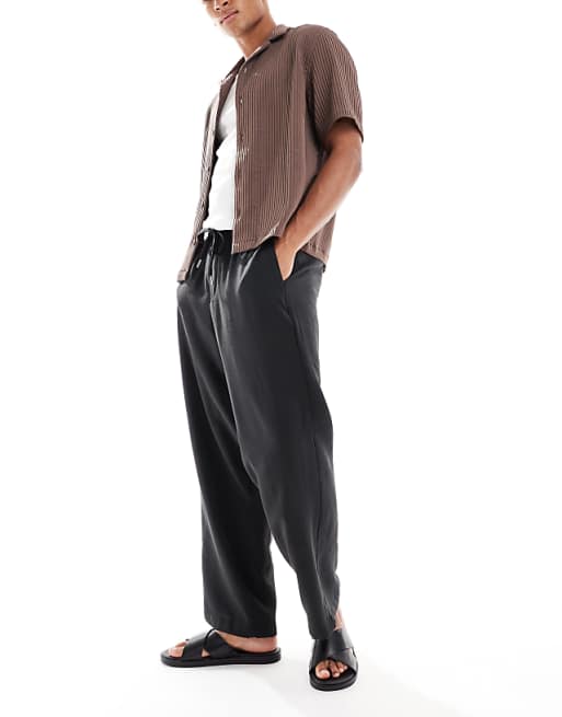 ASOS DESIGN Wide Leg Trouser With Elasticated Waistband In Black