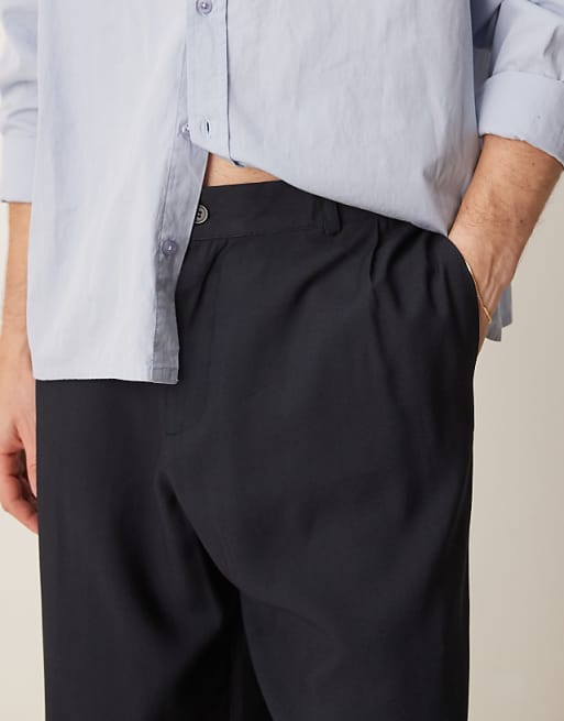ASOS DESIGN Wide Leg Trousers In Navy