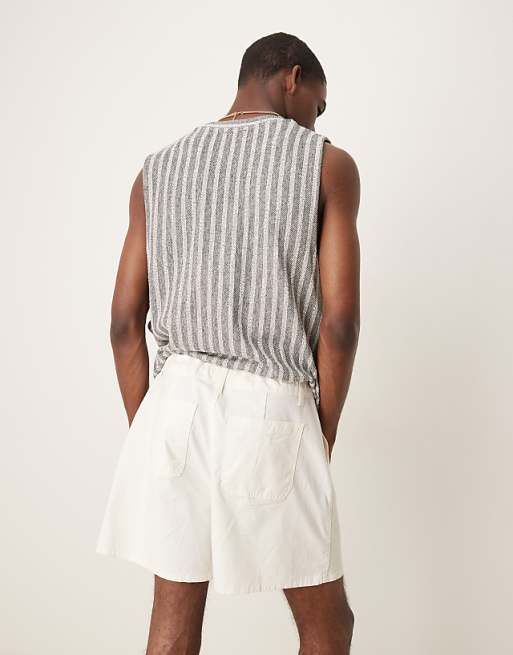 ASOS DESIGN Wide Shorter Length Pleated Shorts With Drawstring In White