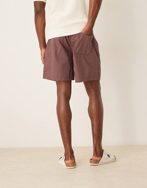 ASOS DESIGN Wide Shorts In Brown Linen Blend