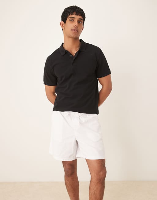 ASOS DESIGN wide shorts in white linen blend
