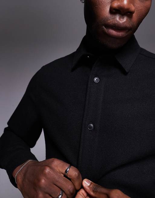 ASOS DESIGN Wool Look Overshirt In Black