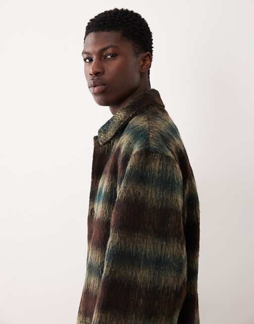 ASOS DESIGN Wool Look Oversized Coat In Brown Check