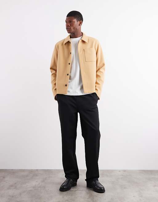 ASOS DESIGN Wool Look Shacket In Camel