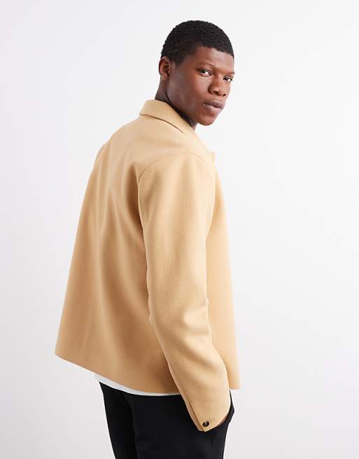 ASOS DESIGN Wool Look Shacket In Camel