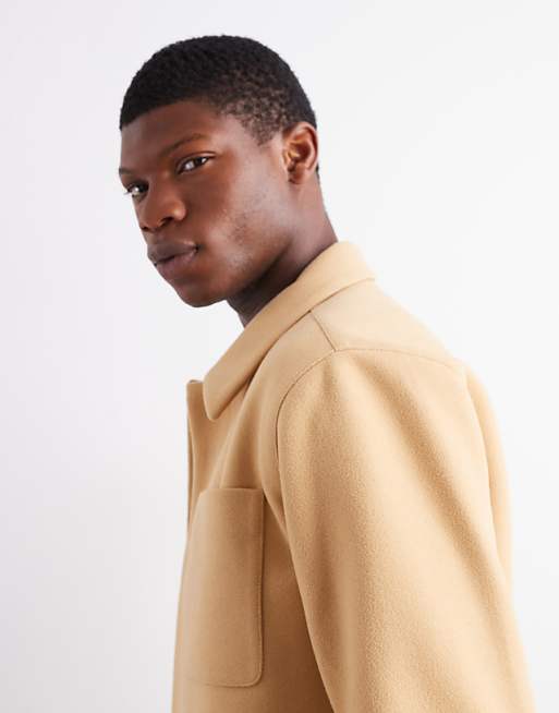 ASOS DESIGN Wool Look Shacket In Camel