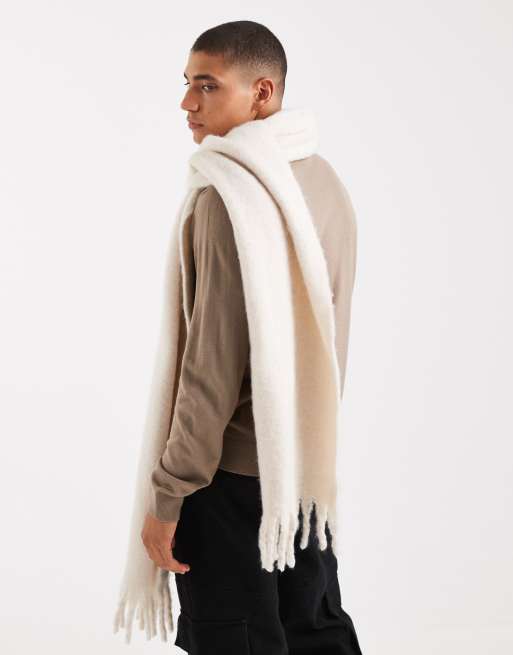 ASOS DESIGN Woven Brushed Scarf In Cream