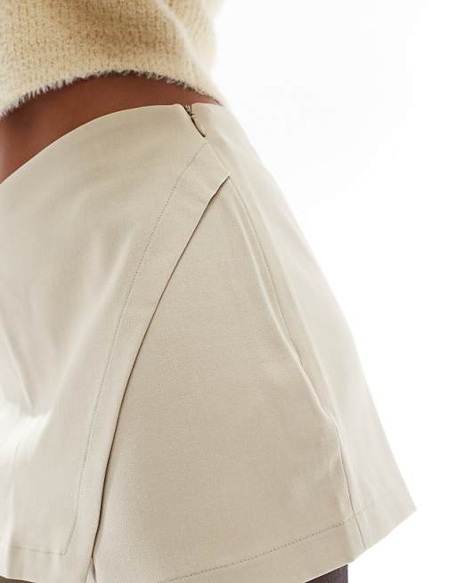 ASOS DESIGN Wrap Front Skort In Natural