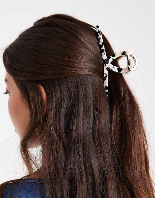 ASOS DESIGN XL hair claw with monochrome design in gold tone