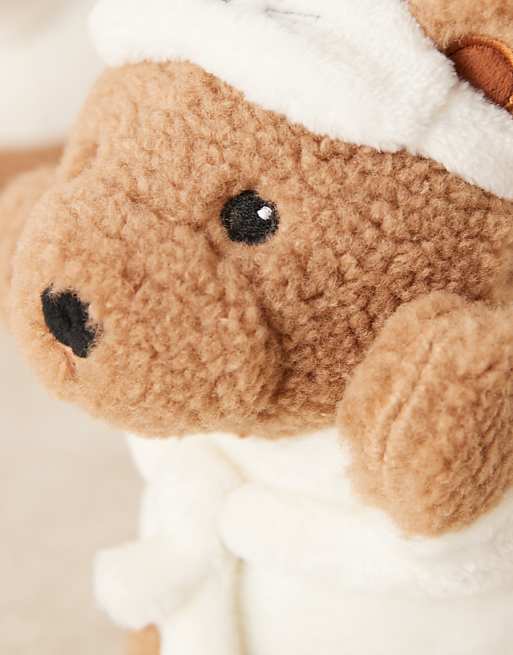 ASOS DESIGN Zemi Teddy Bear Robe Slipper In Tan Borg
