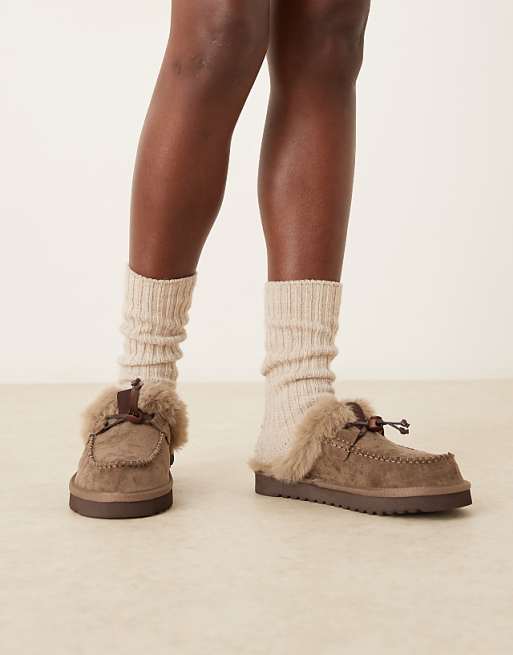 ASOS DESIGN Zeta Moccasin Mule Slipper In Grey