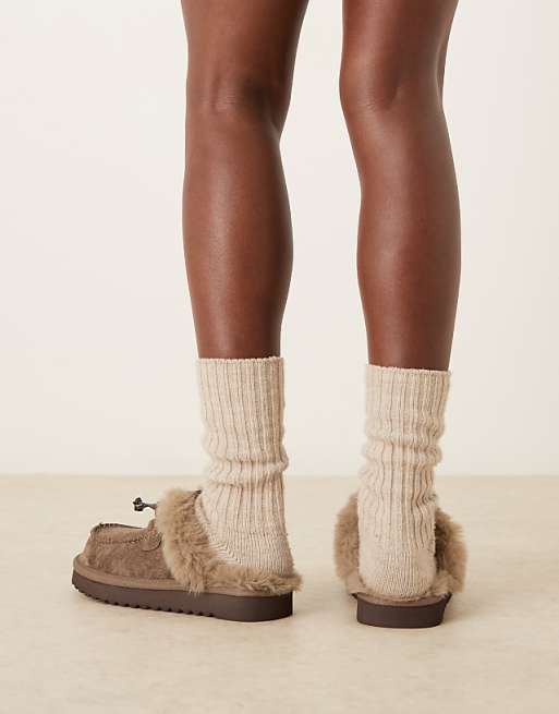 ASOS DESIGN Zeta Moccasin Mule Slipper In Grey