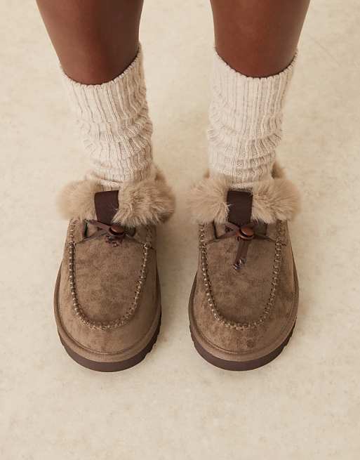 ASOS DESIGN Zeta moccasin mule slipper in grey