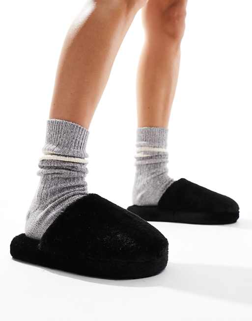 ASOS DESIGN Zina Closed Toe Slippers In Black