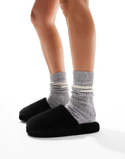 ASOS DESIGN Zina closed toe slippers in black