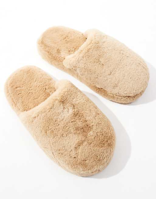 ASOS DESIGN Zina Closed Toe Slippers In Tan
