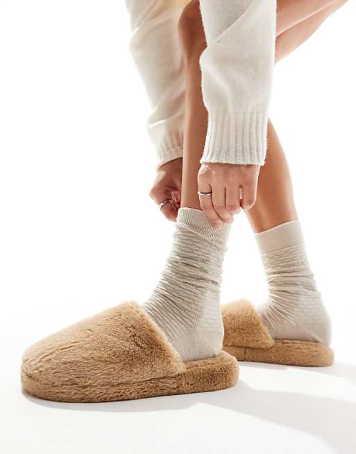ASOS DESIGN Zina closed toe slippers in tan