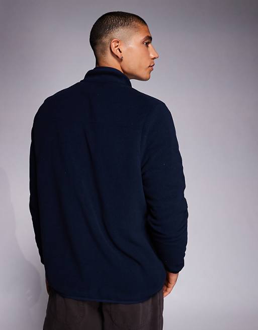 ASOS DESIGN Zip Through Fleece Jacket In Navy