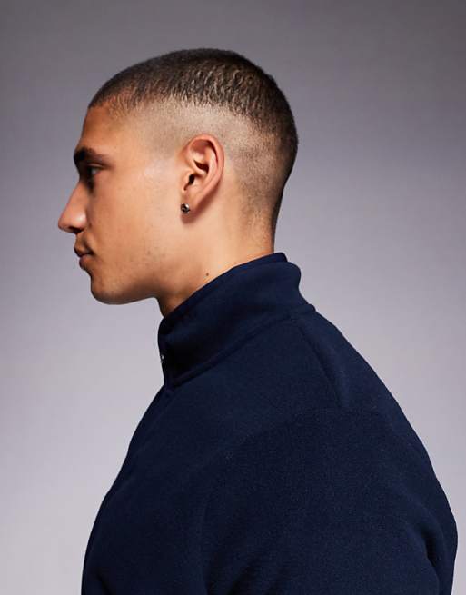 ASOS DESIGN Zip Through Fleece Jacket In Navy