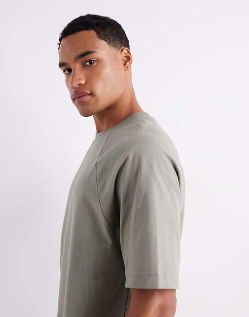 ASOS DETAIL Heavyweight 240gsm Relaxed Fit Raglan T-shirt In Khaki