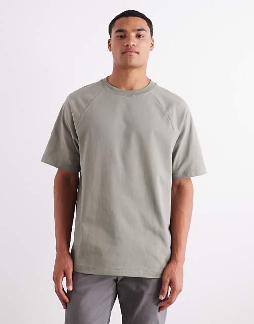 ASOS DETAIL heavyweight 240gsm relaxed fit raglan t-shirt in khaki