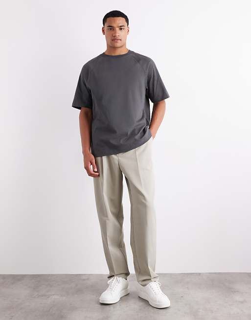 ASOS DETAIL Heavyweight 240gsm Relaxed Fit Raglan T-shirt In Charcoal