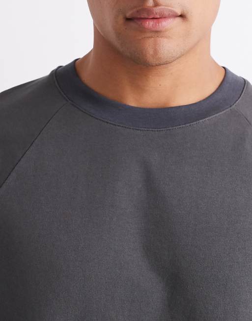 ASOS DETAIL Heavyweight 240gsm Relaxed Fit Raglan T-shirt In Charcoal