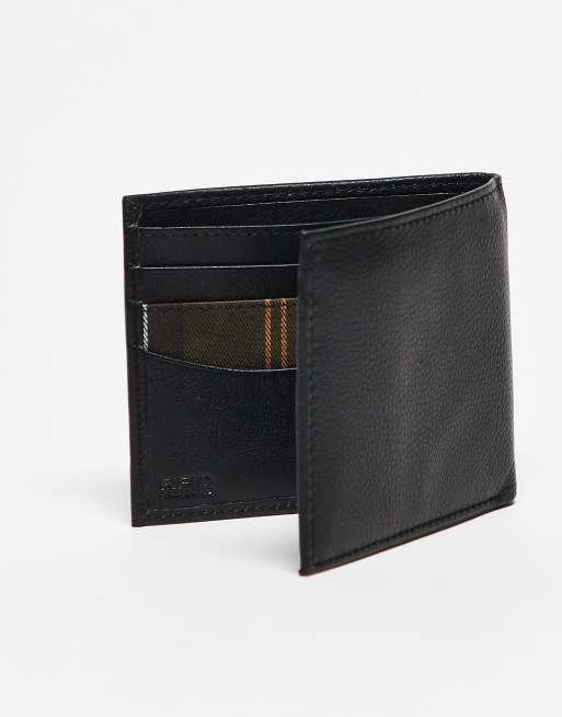 Barbour Colwell Leather Billfold Wallet In Black/classic