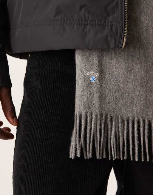 Barbour Plain Lambswool Scarf In Light Grey Marl