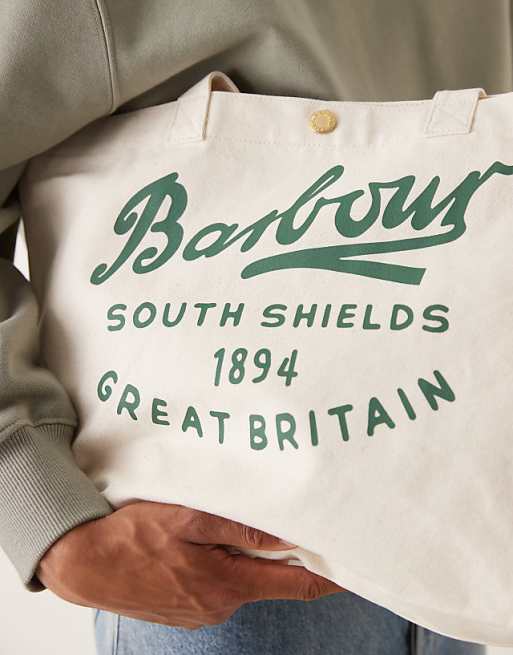 Barbour Script Tote Bag In Natural