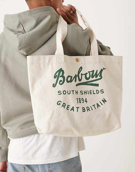 Barbour Script Tote Bag In Natural