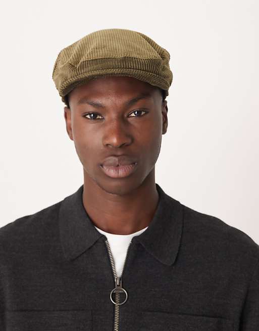 Barbour Westdale cord flat cap in olive green